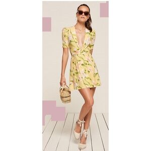 Reformation Yellow Floral Mini Dress